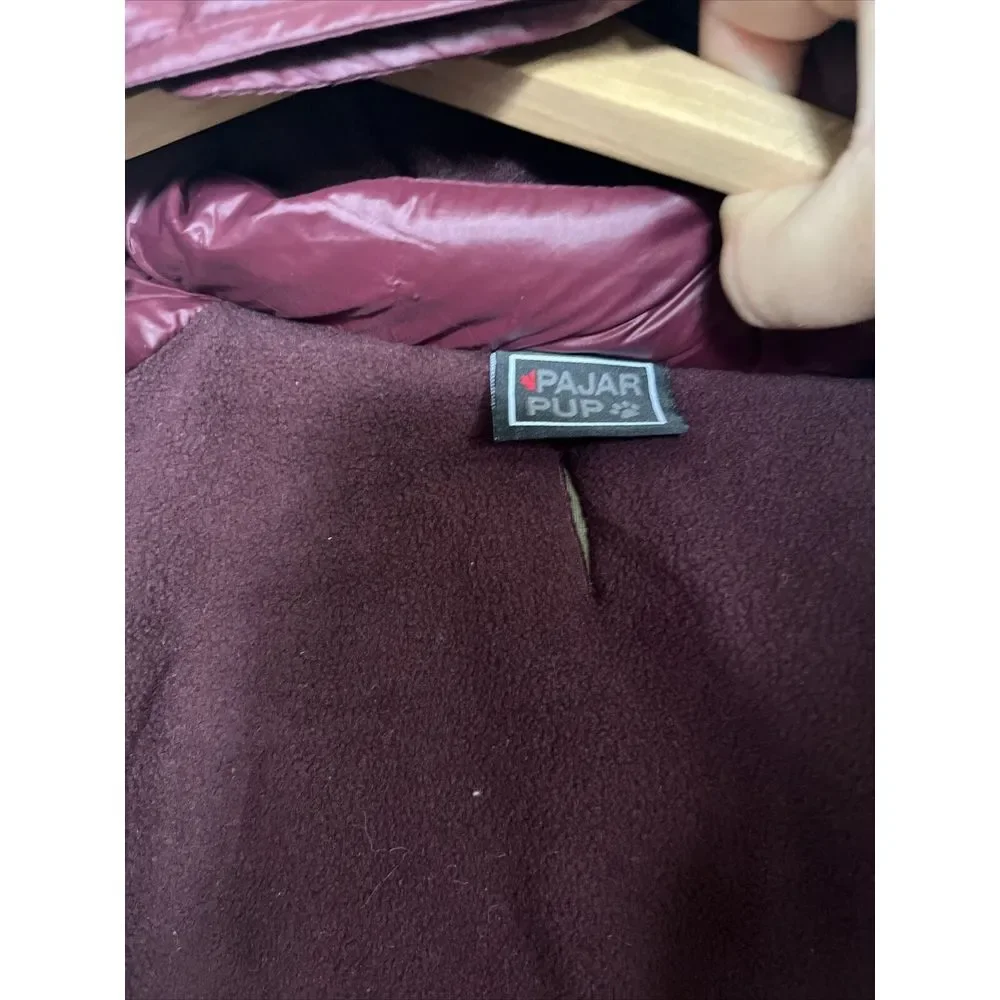 PAJAR PUP Insulated Puffer Jacket Dogs Removable‎ Hood Nylon Coat Maroon Large